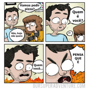Um casal apaixonado pedindo pizza