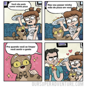 Apaixonada por pizza e gatos