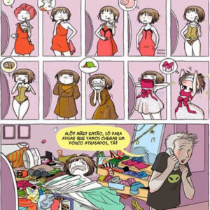 Mulher escolhendo roupa