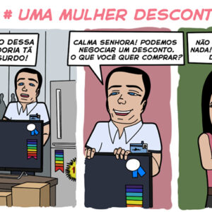 Uma mulher descontrolada na loja