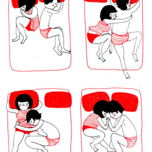 O carinho espontâneo quando um casal está dormindo
