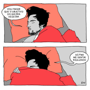 Um homem realizado na cama