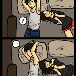 Um casal carinhoso na cama