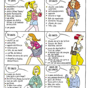 O que uma mulher carrega na bolsa dependendo da sua idade?