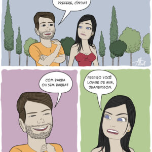 Quadrinhos divertidos sobre um homem barbudo