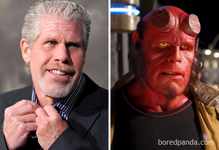 Ron Perlman, como Hellboy, em Hellboy