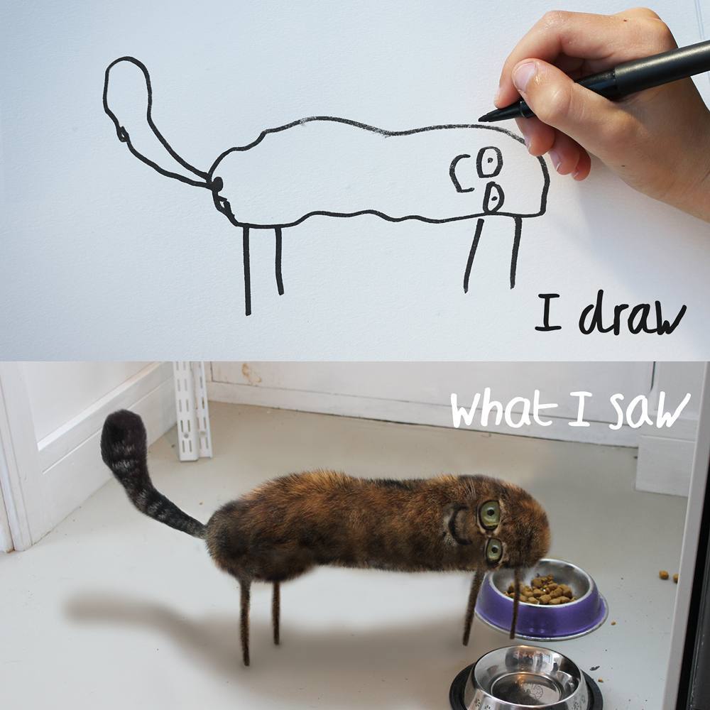 gato desenhado por criança