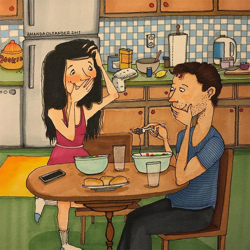 Um fio de cabelo no meio da comida