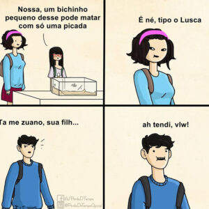 Uma mulher querendo e quadrinhos zoeiros