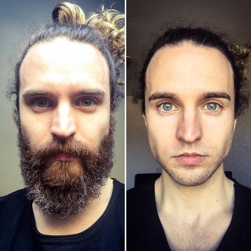 A barba muda o visual de um homem
