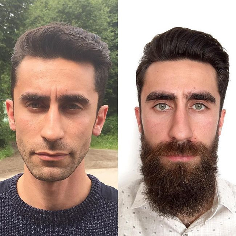 A barba muda o visual de um homem