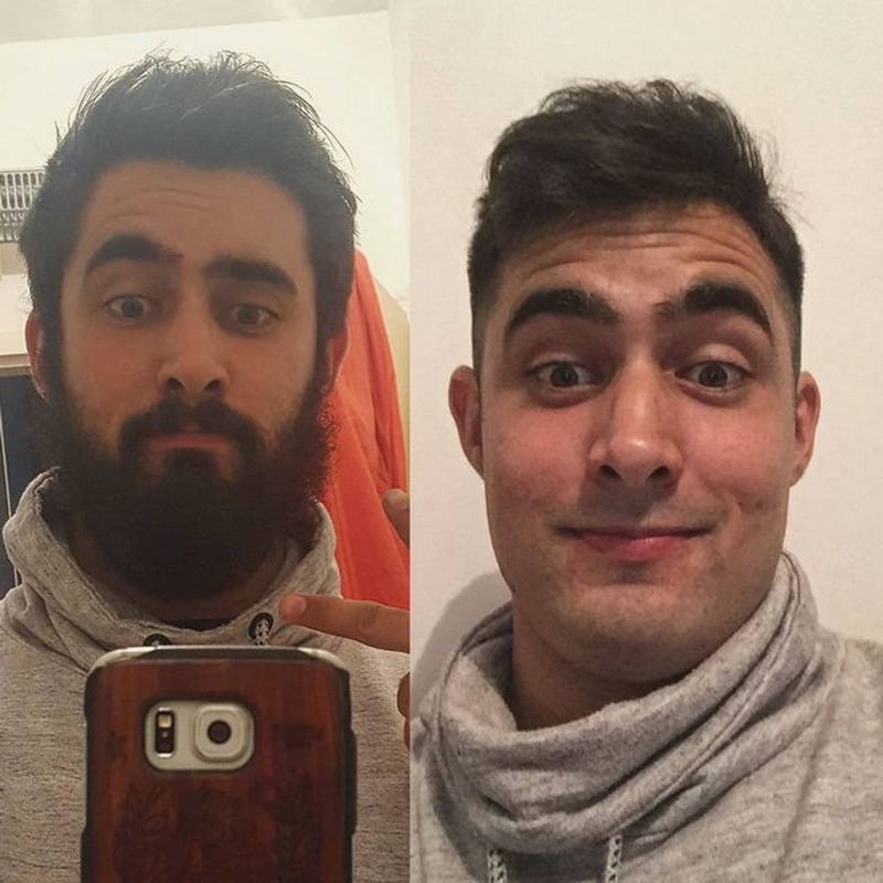 A barba muda o visual de um homem
