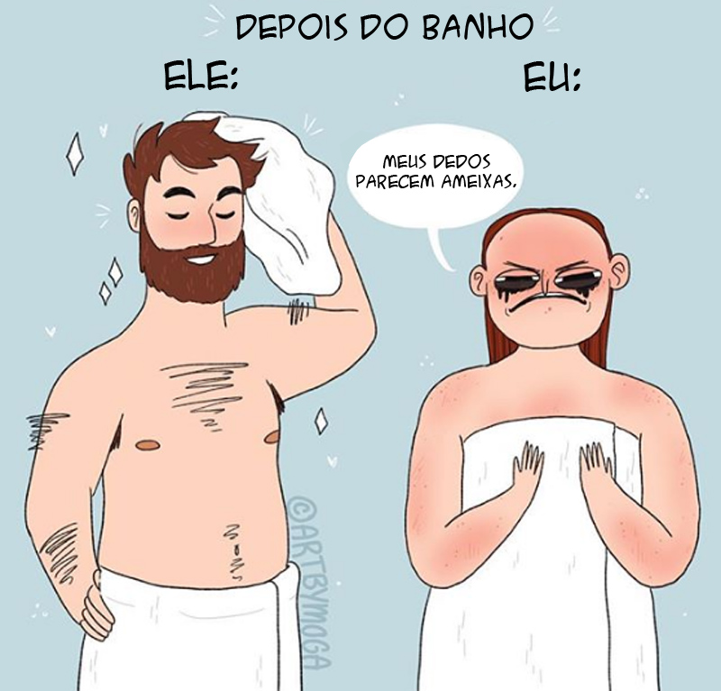 mulher e homem depois do banho 