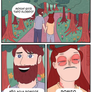 Quadrinhos sobre uma mulher que sofre na vida