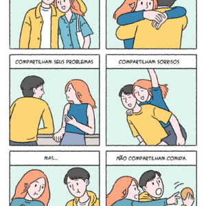 Casais que compartilham tudo em quadrinhos românticos