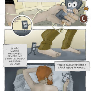 Conversas pelo celular e o hábito da leitura em quadrinhos sobre a vida