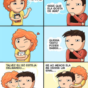 Uma mulher demonstrando forte interesse e outros quadrinhos interessantes