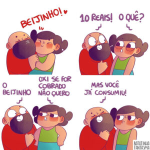 Um beijo que saiu caro e outros quadrinhos sobre um casal divertido